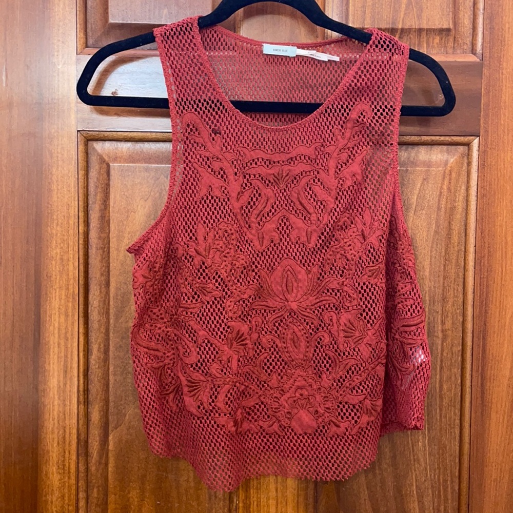 Kimchi Blue red lace tank top/ swim coverup size L
